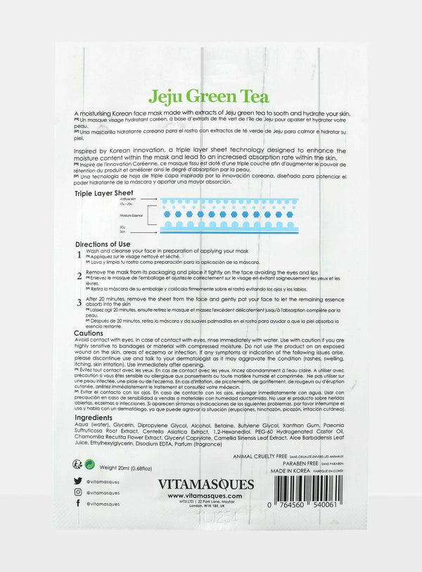 Jeju Green Tea Sheet Face Mask